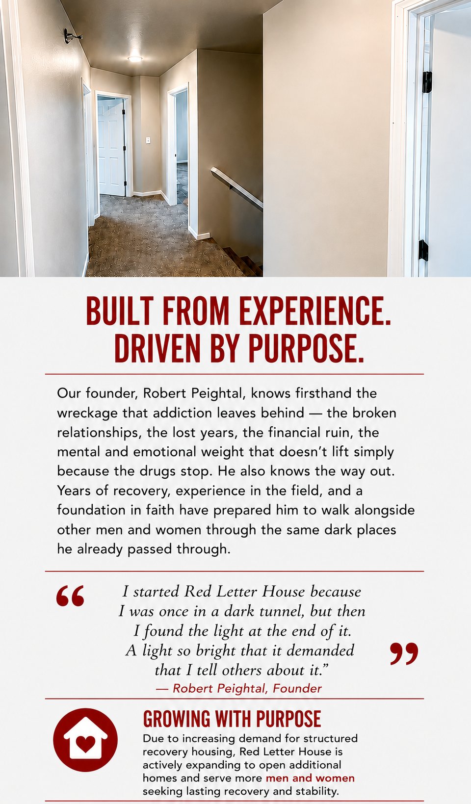 Shared living space at Red Letter House